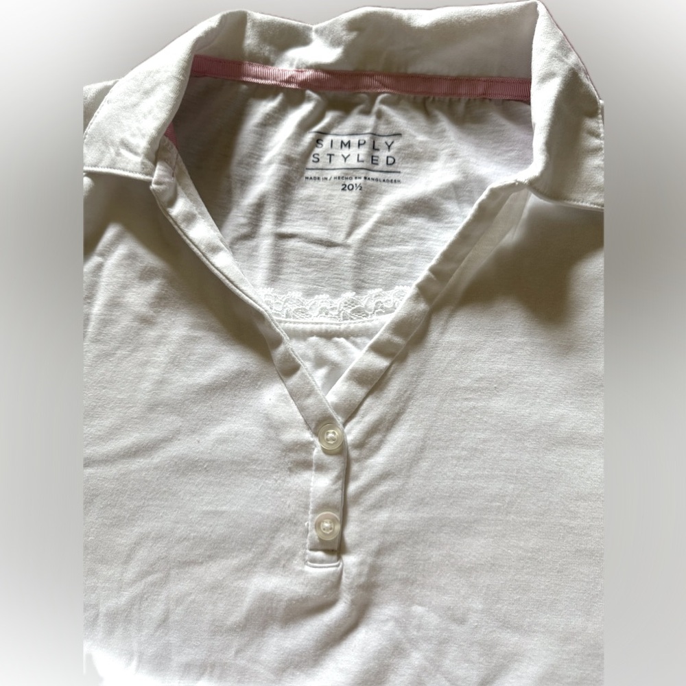 Girls White Lace Trim Shirt - Simply Styled | Size 20.5 - Picture 5 of 8